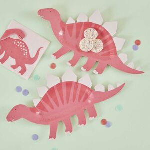 Ginger Ray Taniere v tvare dinosaura - Ružové 8 ks