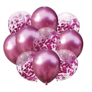 400412 GRABO Mix latexových balónov s konfetami - PartyPal 10 ks Strieborná