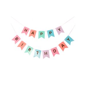 QT-GHBK Godan Pastelová girlanda s vlajočkami "Happy Birthday" 109 cm