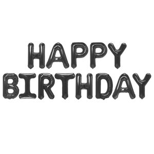 460453 Godan Set fóliových balónov - "Happy Birthday" - čierny 13 ks
