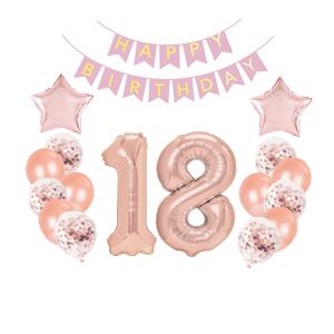 460474 Godan Set fóliových balónov - "Happy Birthday" Pink 18 - 16 ks