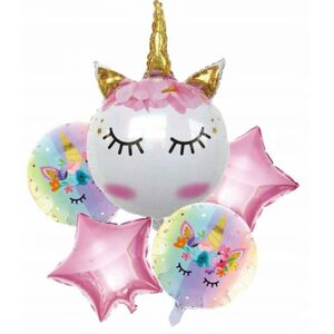 jx-20017 Godan Set fóliových balónov - Pink Unicorn (5ks)