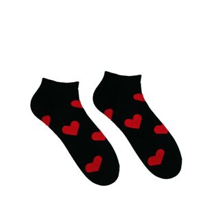 HESTY Veselé ponožky Hesty - Srdiečko čierne - členkové 43-46