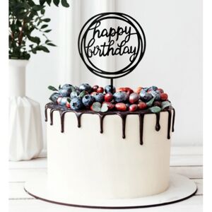 143636 PartyPal Zápich na tortu - Happy Birthday, okrúhly 11cm Zlatá