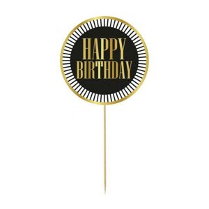 RV-DTPC Godan Zápich na tortu - "Happy Birthday" - Round Wish Čierna